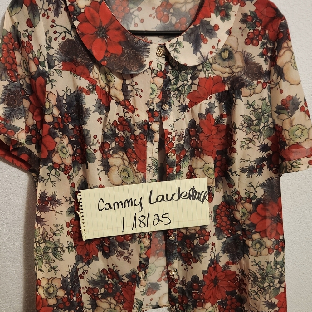 Hell Bunny Red and Black Floral Blouse